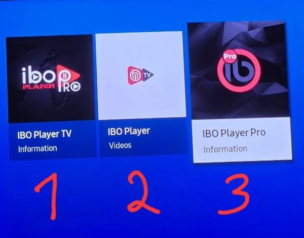 IBO Player versions and app interface for Smart TV devices